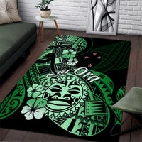 Aotearoa Kia Ora New Zealand Ta Moko Green Version Area Rug LT01 Green - Polynesian Pride