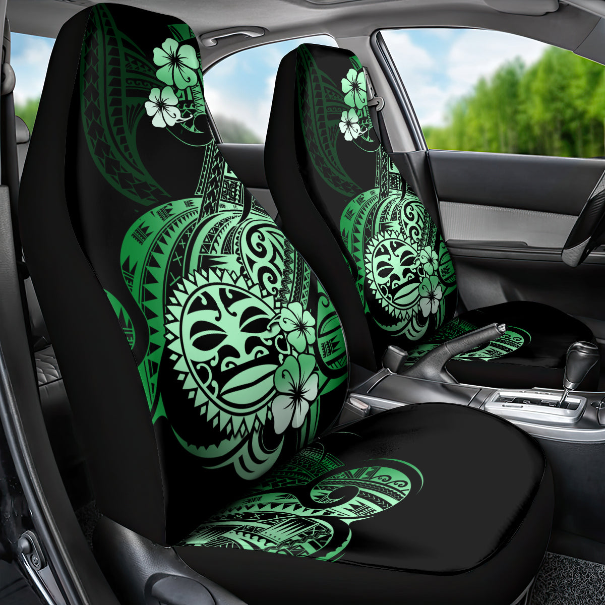 Aotearoa Kia Ora New Zealand Ta Moko Green Version Car Seat Cover LT01 - Polynesian Pride