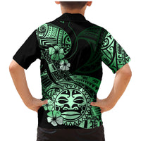 Aotearoa Kia Ora New Zealand Ta Moko Green Version Family Matching Mermaid Dress and Hawaiian Shirt LT01 - Polynesian Pride