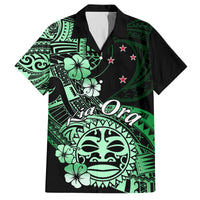 Aotearoa Kia Ora New Zealand Ta Moko Green Version Family Matching Off Shoulder Short Dress and Hawaiian Shirt LT01 Dad's Shirt - Short Sleeve Green - Polynesian Pride