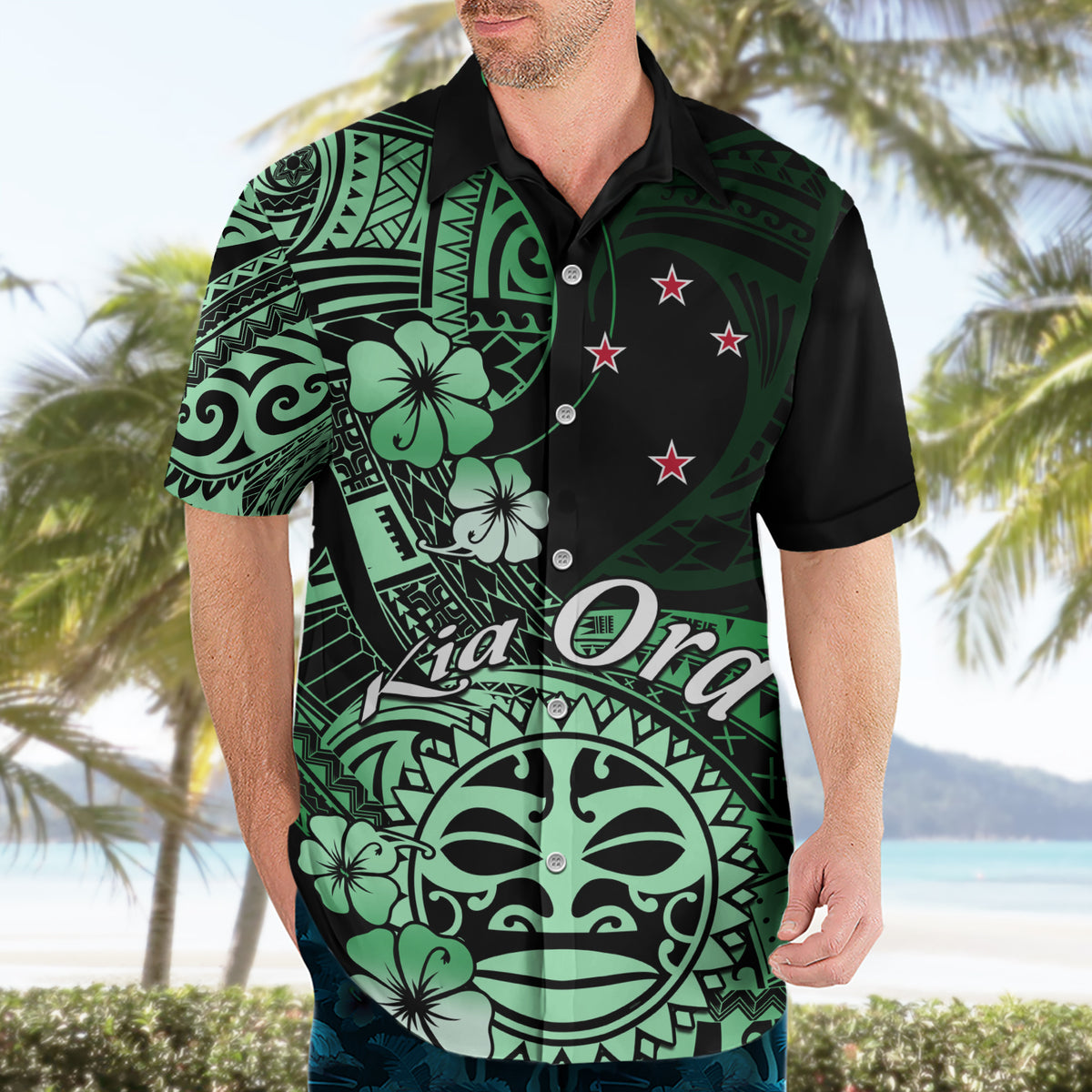 Aotearoa Kia Ora New Zealand Ta Moko Green Version Hawaiian Shirt LT01 - Polynesian Pride