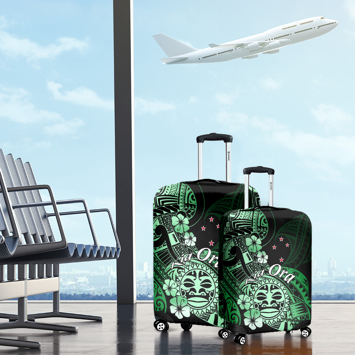 Aotearoa Kia Ora New Zealand Ta Moko Green Version Luggage Cover LT01 - Polynesian Pride