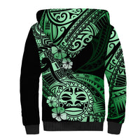 Aotearoa Kia Ora New Zealand Ta Moko Green Version Sherpa Hoodie LT01 - Polynesian Pride