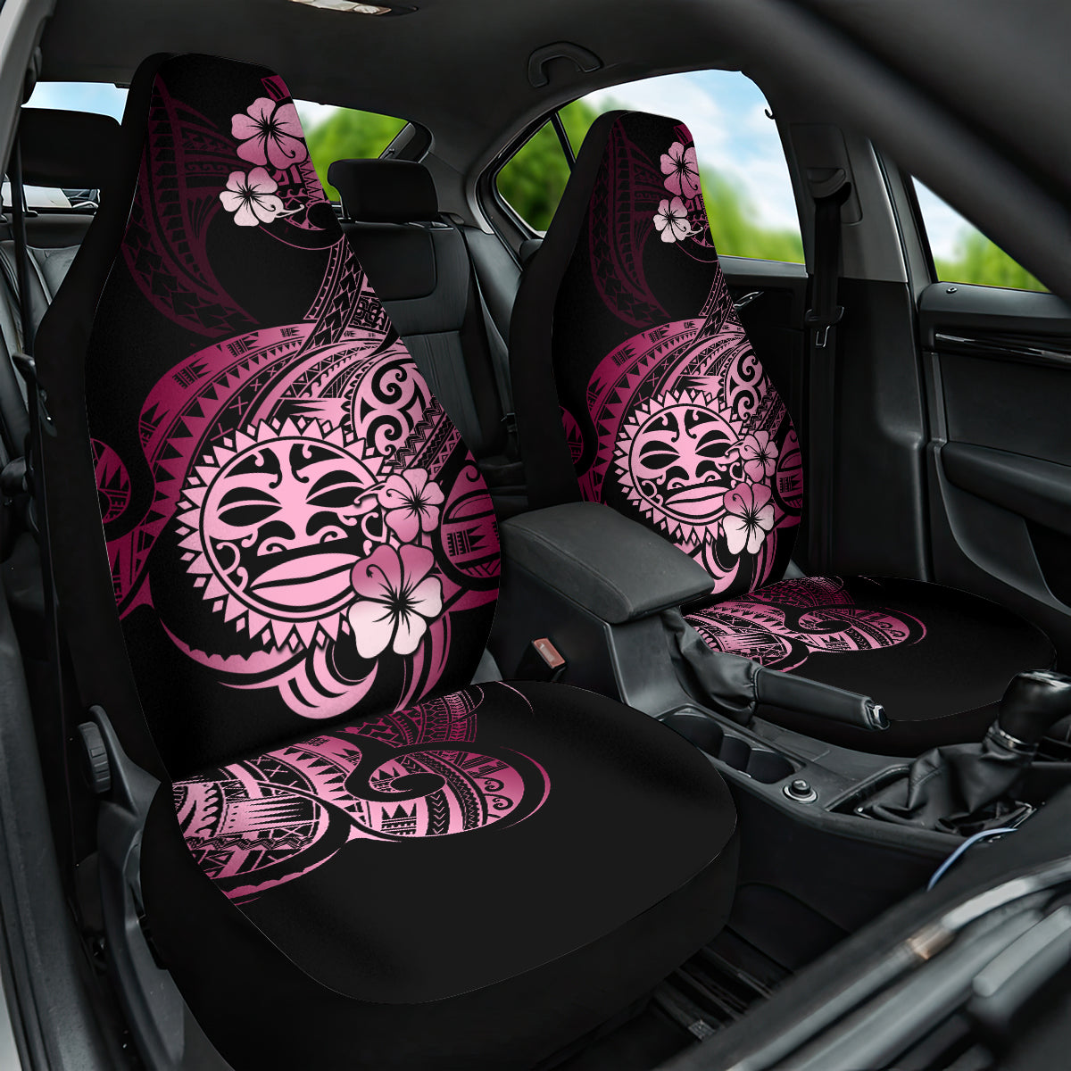 Aotearoa Kia Ora New Zealand Ta Moko Pink Version Car Seat Cover LT01 One Size Pink - Polynesian Pride