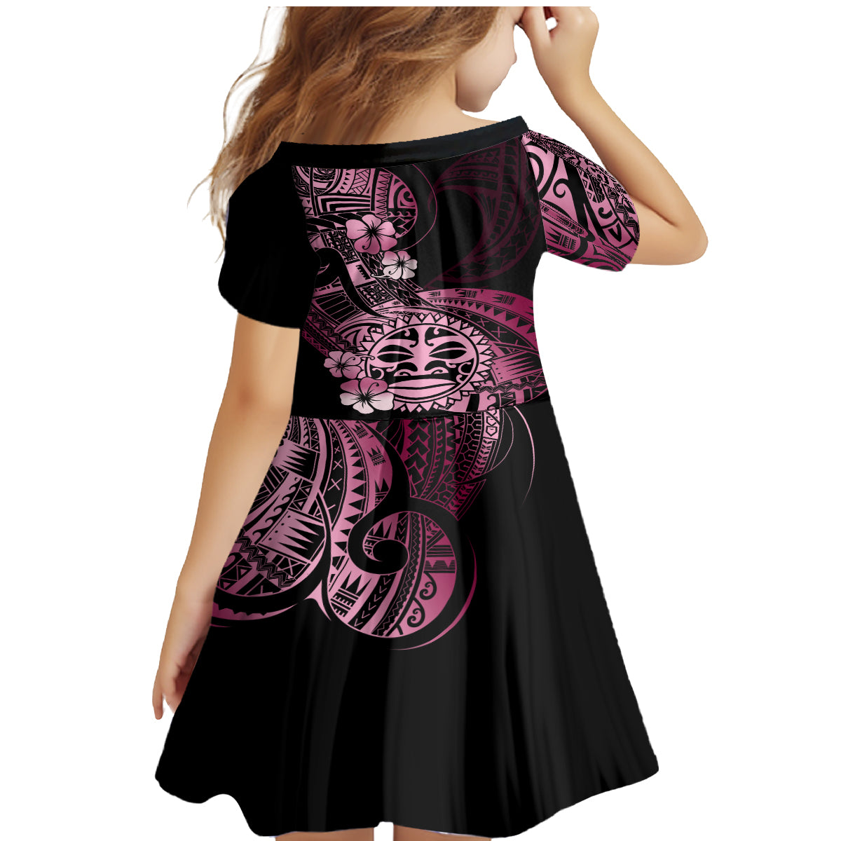 Aotearoa Kia Ora New Zealand Ta Moko Pink Version Family Matching Mermaid Dress and Hawaiian Shirt LT01 - Polynesian Pride