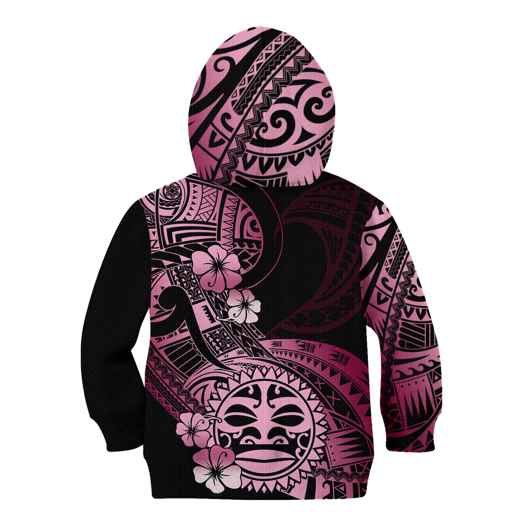 Aotearoa Kia Ora New Zealand Ta Moko Pink Version Kid Hoodie LT01 - Polynesian Pride
