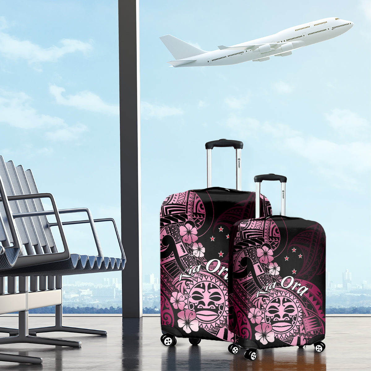 Aotearoa Kia Ora New Zealand Ta Moko Pink Version Luggage Cover LT01 - Polynesian Pride