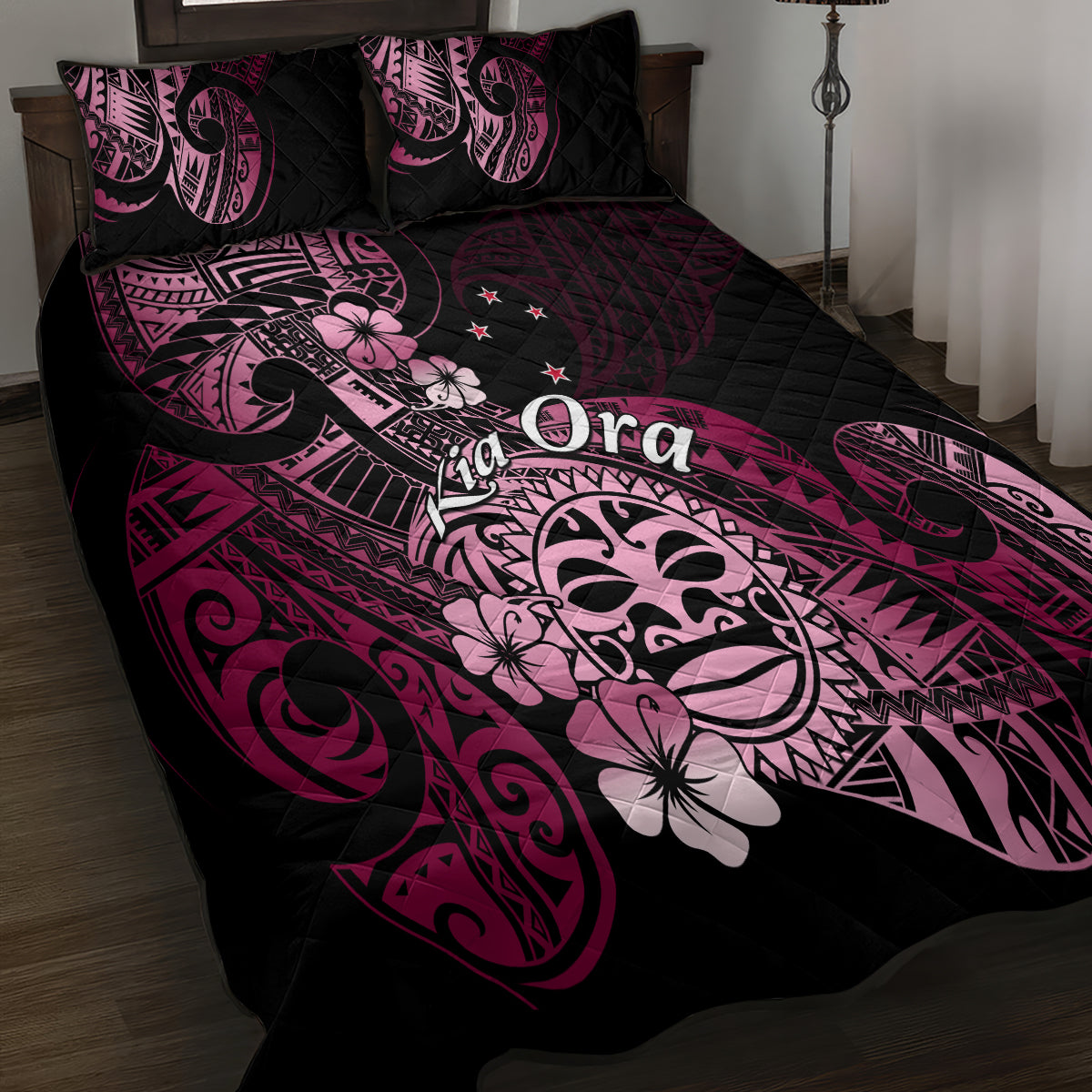 Aotearoa Kia Ora New Zealand Ta Moko Pink Version Quilt Bed Set LT01 - Polynesian Pride