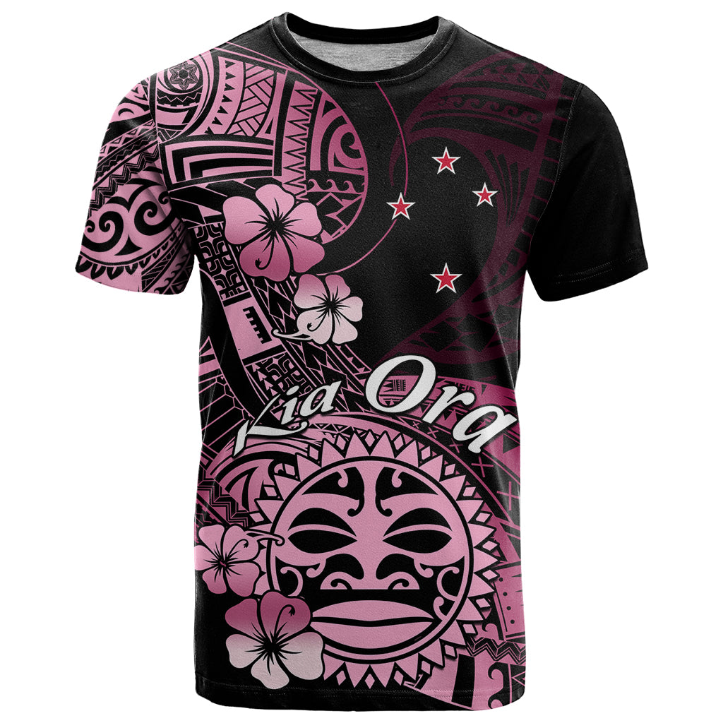 Aotearoa Kia Ora New Zealand Ta Moko Pink Version T Shirt LT01 Pink - Polynesian Pride