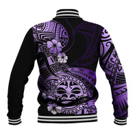 Aotearoa Kia Ora New Zealand Ta Moko Purple Version Baseball Jacket LT01 - Polynesian Pride