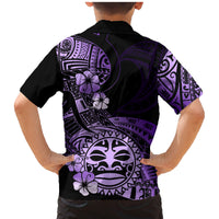 Aotearoa Kia Ora New Zealand Ta Moko Purple Version Family Matching Mermaid Dress and Hawaiian Shirt LT01 - Polynesian Pride
