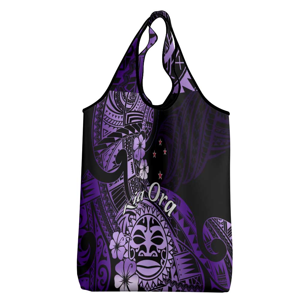 Aotearoa Kia Ora New Zealand Ta Moko Purple Version Grocery Bag