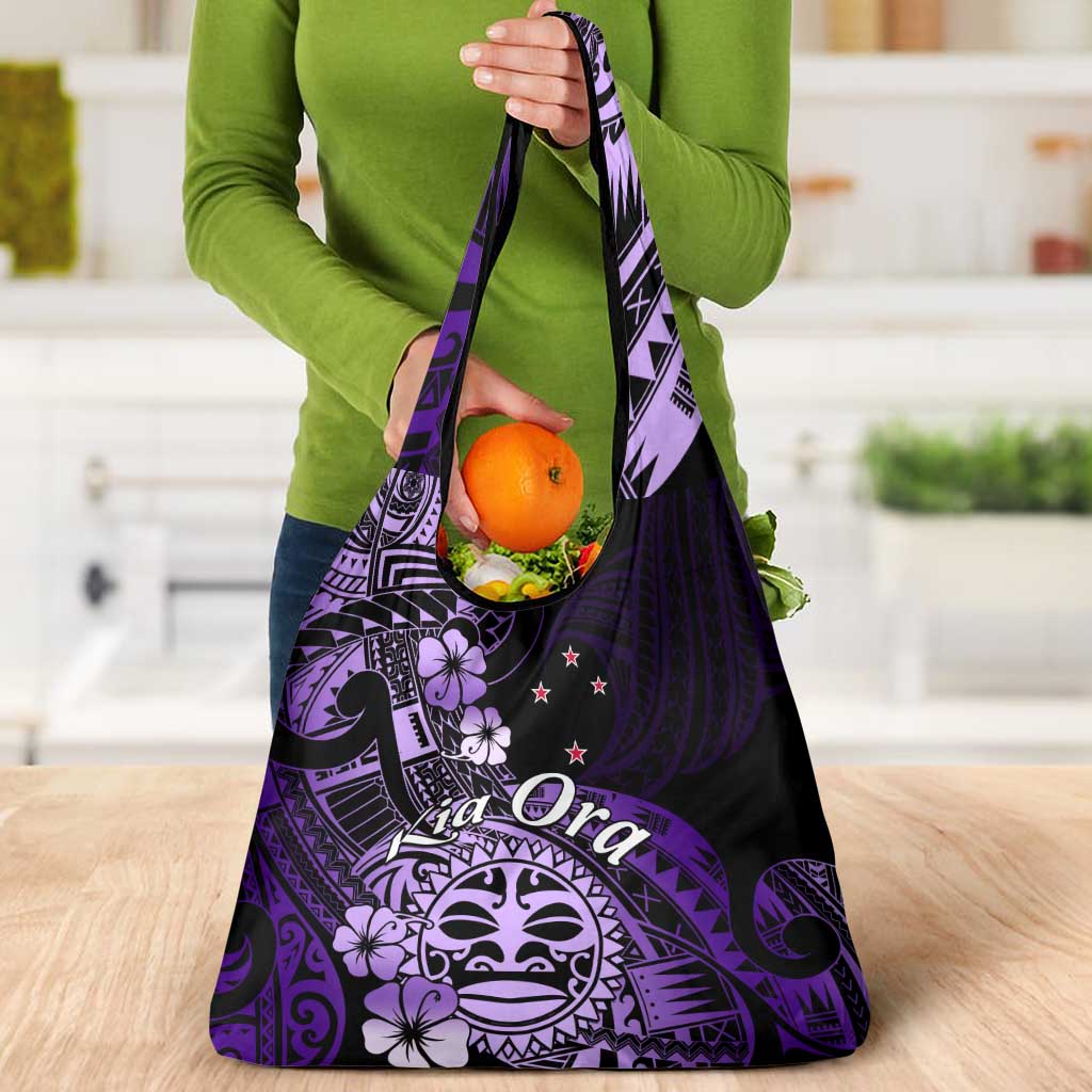 Aotearoa Kia Ora New Zealand Ta Moko Purple Version Grocery Bag