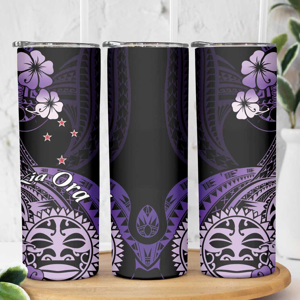 Aotearoa Kia Ora New Zealand Ta Moko Purple Version Skinny Tumbler