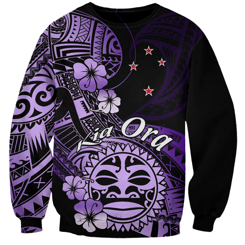 Aotearoa Kia Ora New Zealand Ta Moko Purple Version Sweatshirt LT01 Unisex Purple - Polynesian Pride