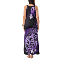Aotearoa Kia Ora New Zealand Ta Moko Purple Version Tank Maxi Dress LT01 - Polynesian Pride