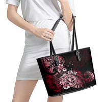 Aotearoa Kia Ora New Zealand Ta Moko Red Version Leather Tote Bag LT01 - Polynesian Pride