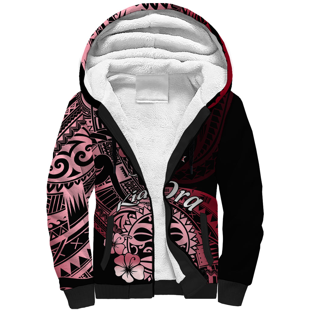 Aotearoa Kia Ora New Zealand Ta Moko Red Version Sherpa Hoodie LT01 Unisex Red - Polynesian Pride