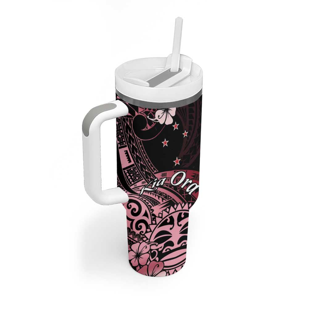 Aotearoa Kia Ora New Zealand Ta Moko Red Version Tumbler With Handle
