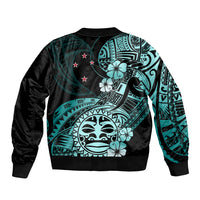 Aotearoa Kia Ora New Zealand Ta Moko Turquoise Version Bomber Jacket LT01 - Polynesian Pride