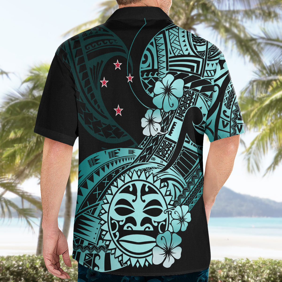 Aotearoa Kia Ora New Zealand Ta Moko Turquoise Version Hawaiian Shirt LT01 - Polynesian Pride