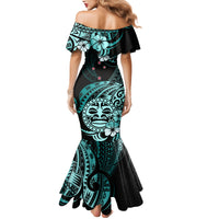 Aotearoa Kia Ora New Zealand Ta Moko Turquoise Version Mermaid Dress LT01 - Polynesian Pride