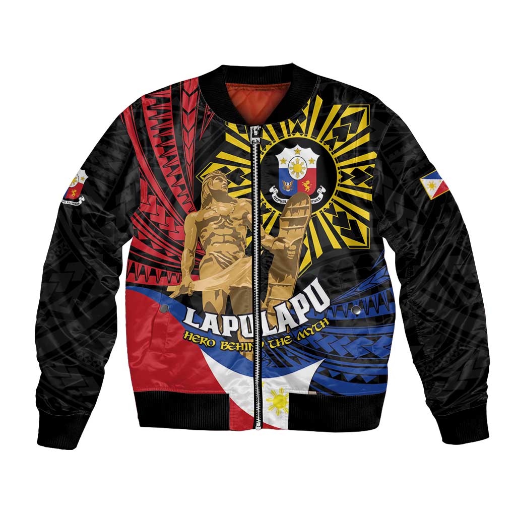 Personalized Lapulapu The First Filipino Hero Bomber Jacket Polynesian Pattern