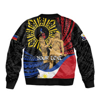 Personalized Lapulapu The First Filipino Hero Bomber Jacket Polynesian Pattern