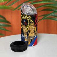 Personalized Lapulapu The First Filipino Hero 4 in 1 Can Cooler Tumbler Polynesian Pattern