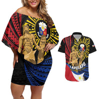 Personalized Lapulapu The First Filipino Hero Couples Matching Off Shoulder Short Dress and Hawaiian Shirt Polynesian Pattern