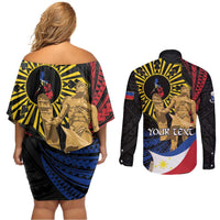 Personalized Lapulapu The First Filipino Hero Couples Matching Off Shoulder Short Dress and Long Sleeve Button Shirt Polynesian Pattern