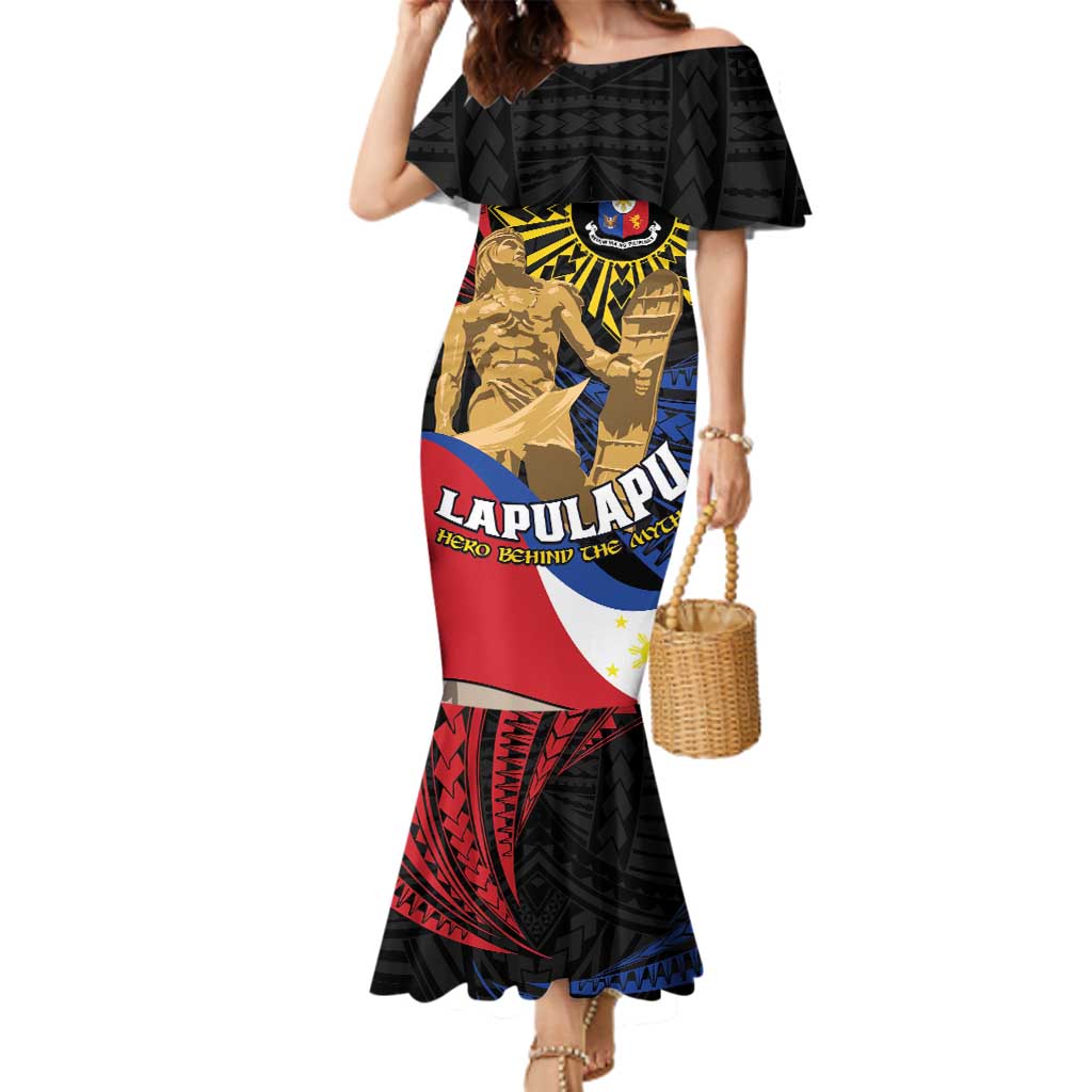 Personalized Lapulapu The First Filipino Hero Family Matching Mermaid Dress and Hawaiian Shirt Polynesian Pattern