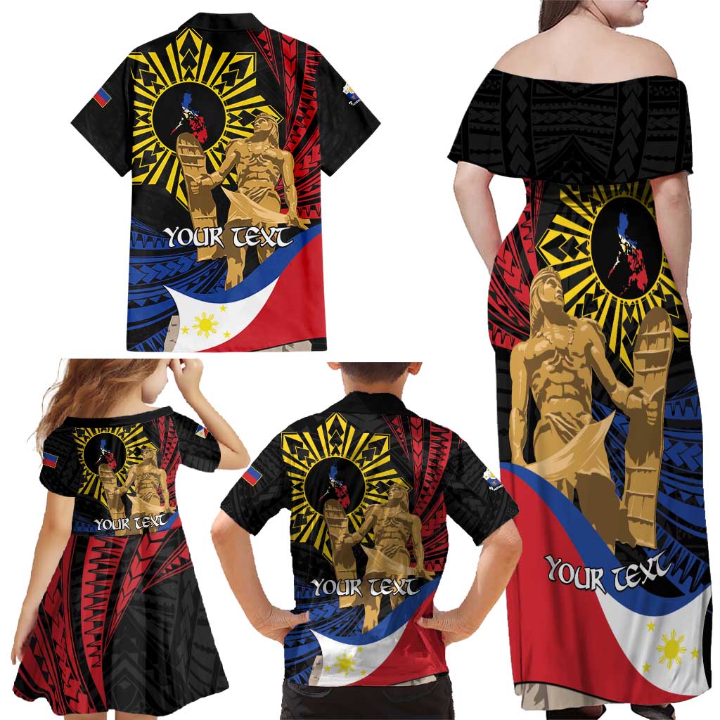 Personalized Lapulapu The First Filipino Hero Family Matching Off Shoulder Maxi Dress and Hawaiian Shirt Polynesian Pattern