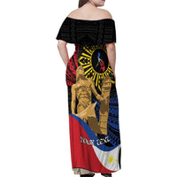 Personalized Lapulapu The First Filipino Hero Family Matching Off Shoulder Maxi Dress and Hawaiian Shirt Polynesian Pattern