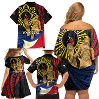Personalized Lapulapu The First Filipino Hero Family Matching Off Shoulder Short Dress and Hawaiian Shirt Polynesian Pattern