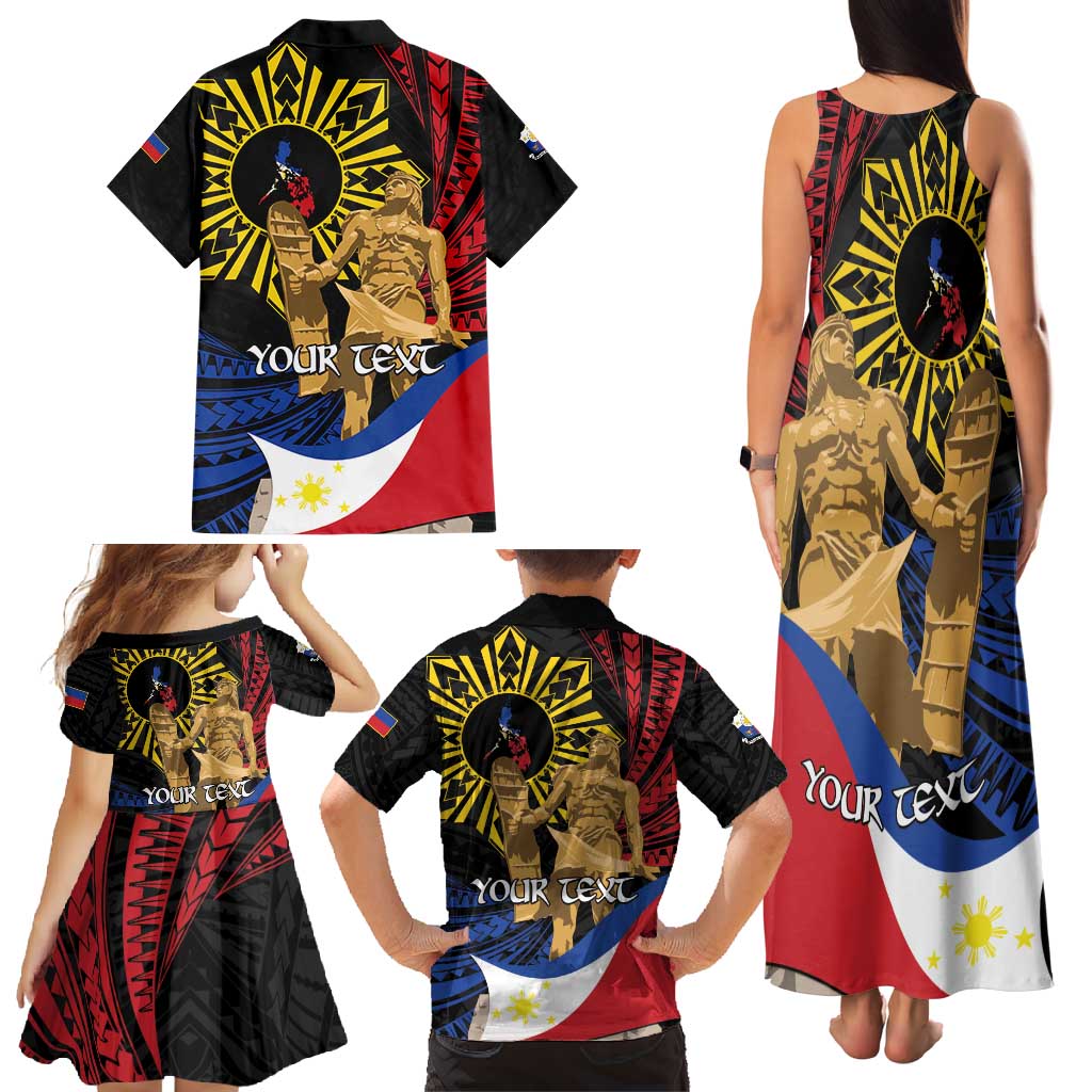 Personalized Lapulapu The First Filipino Hero Family Matching Tank Maxi Dress and Hawaiian Shirt Polynesian Pattern