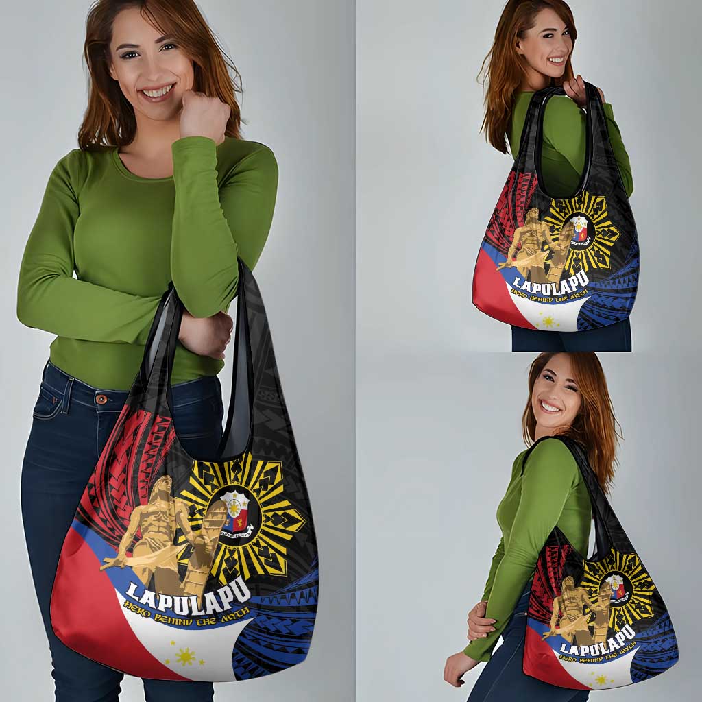 Lapulapu The First Filipino Hero Grocery Bag Polynesian Pattern