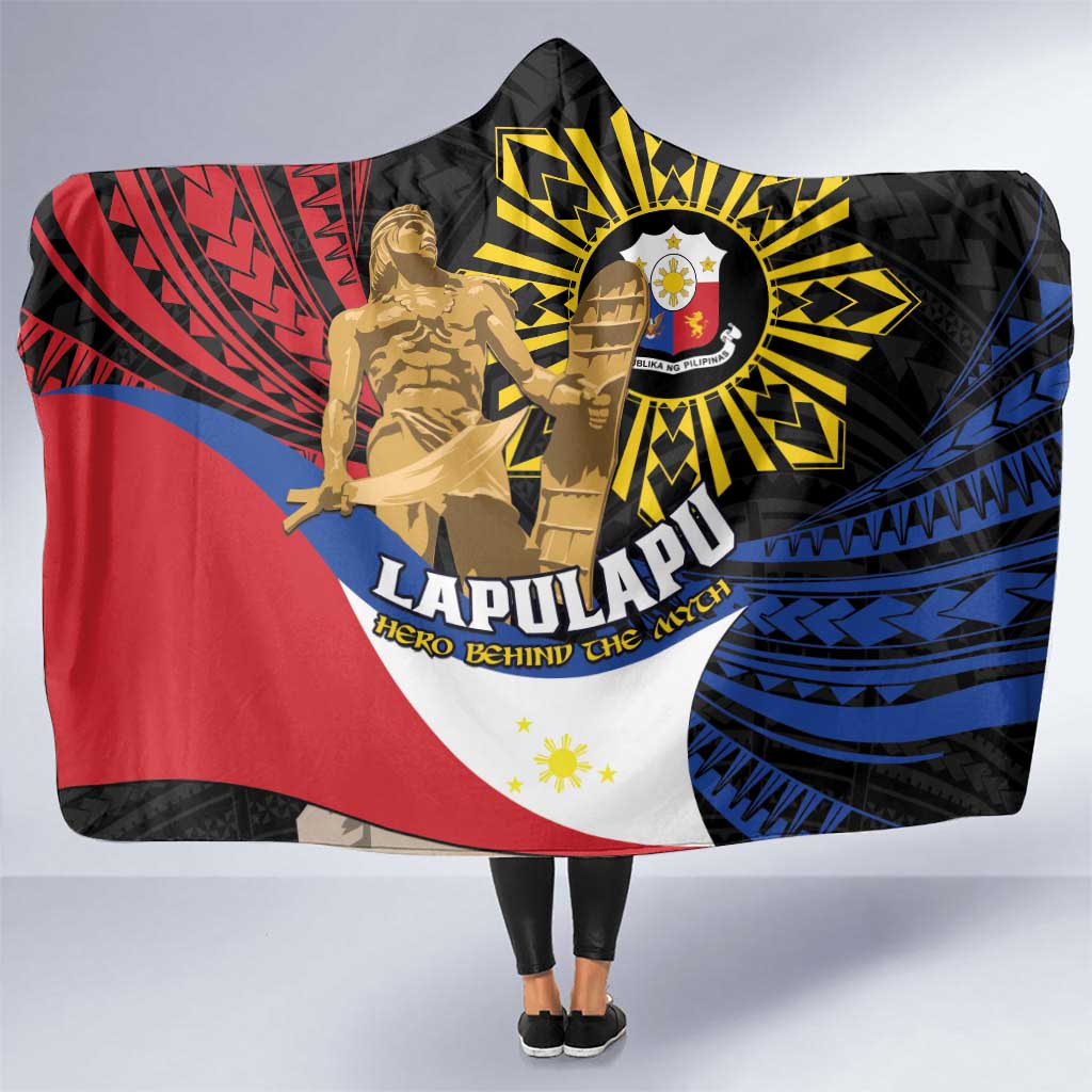 Lapulapu The First Filipino Hero Hooded Blanket Polynesian Pattern LT01 One Size Black - Polynesian Pride