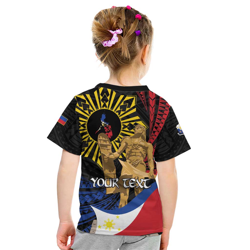 Personalized Lapulapu The First Filipino Hero Kid T Shirt Polynesian Pattern LT01 - Polynesian Pride