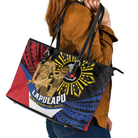 Lapulapu The First Filipino Hero Leather Tote Bag Polynesian Pattern