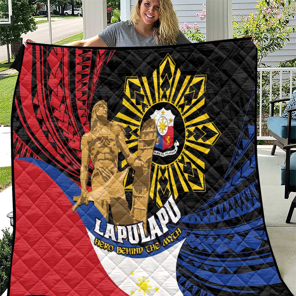 Lapulapu The First Filipino Hero Quilt Polynesian Pattern LT01 Black - Polynesian Pride