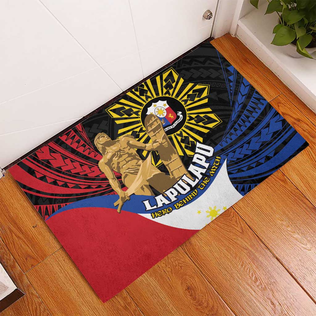 Lapulapu The First Filipino Hero Rubber Doormat Polynesian Pattern