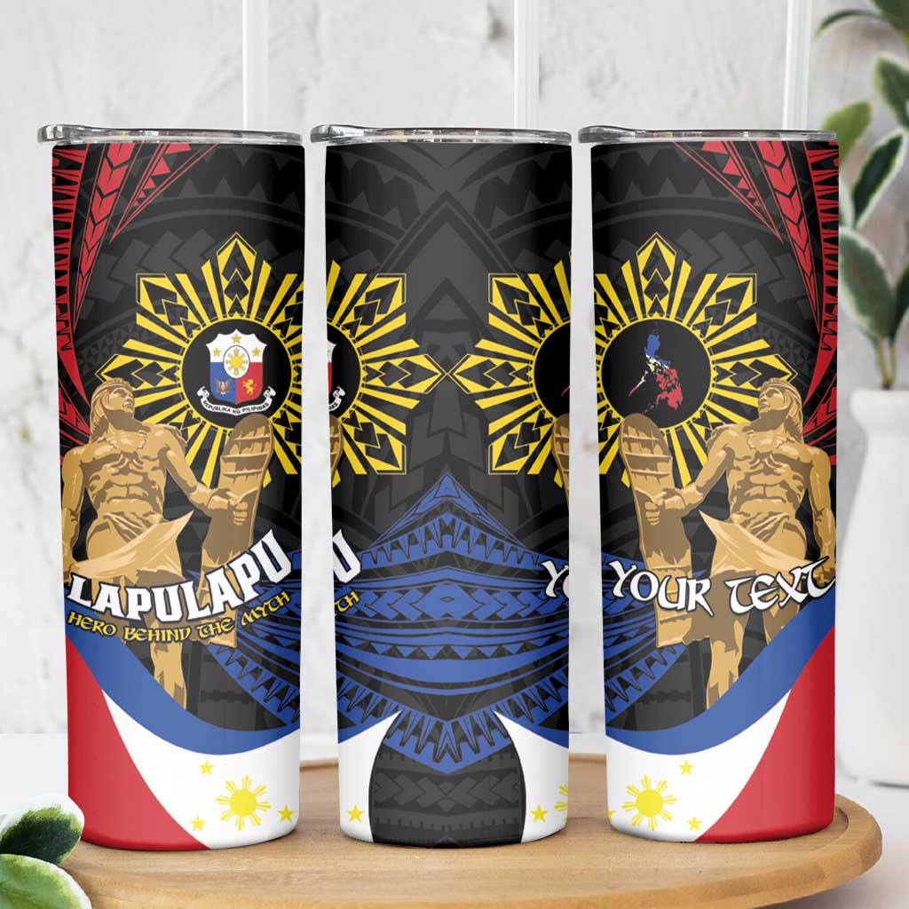 Personalized Lapulapu The First Filipino Hero Skinny Tumbler Polynesian Pattern
