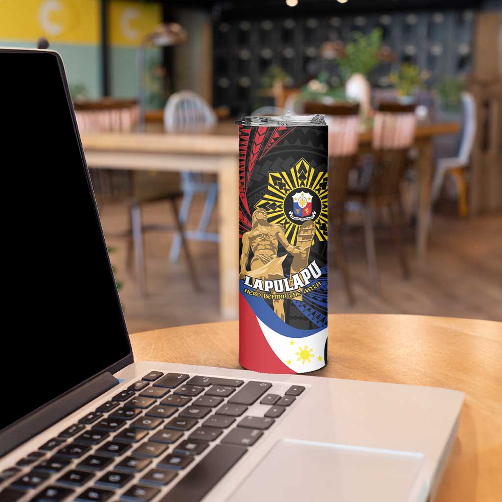 Personalized Lapulapu The First Filipino Hero Skinny Tumbler Polynesian Pattern