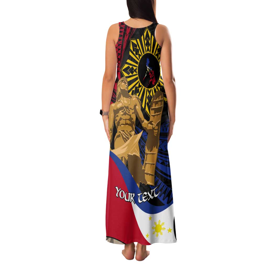 Personalized Lapulapu The First Filipino Hero Tank Maxi Dress Polynesian Pattern
