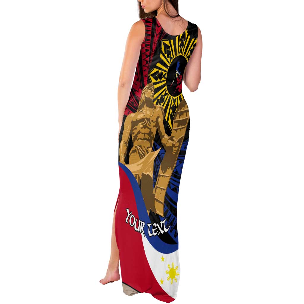 Personalized Lapulapu The First Filipino Hero Tank Maxi Dress Polynesian Pattern