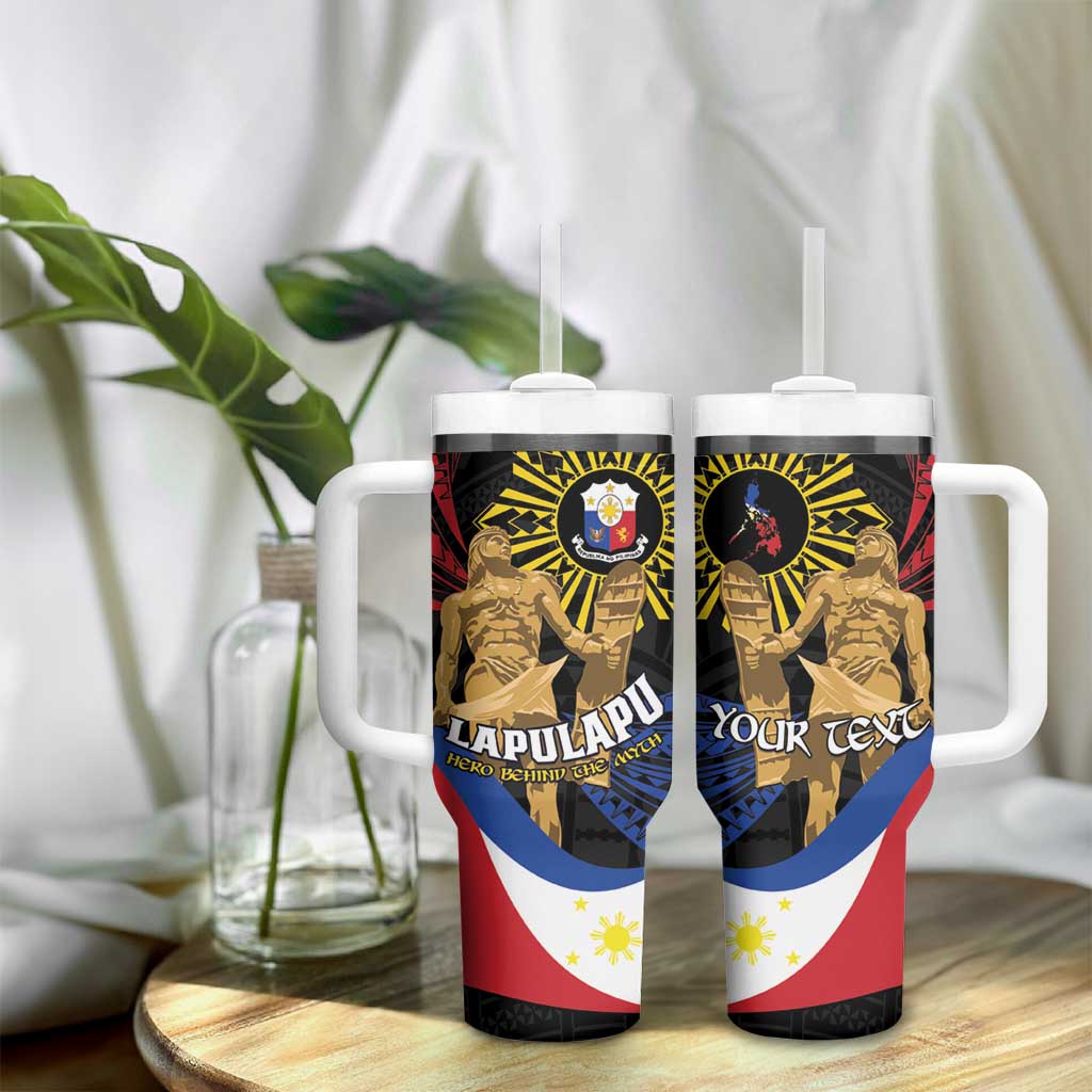 Personalized Lapulapu The First Filipino Hero Tumbler With Handle Polynesian Pattern