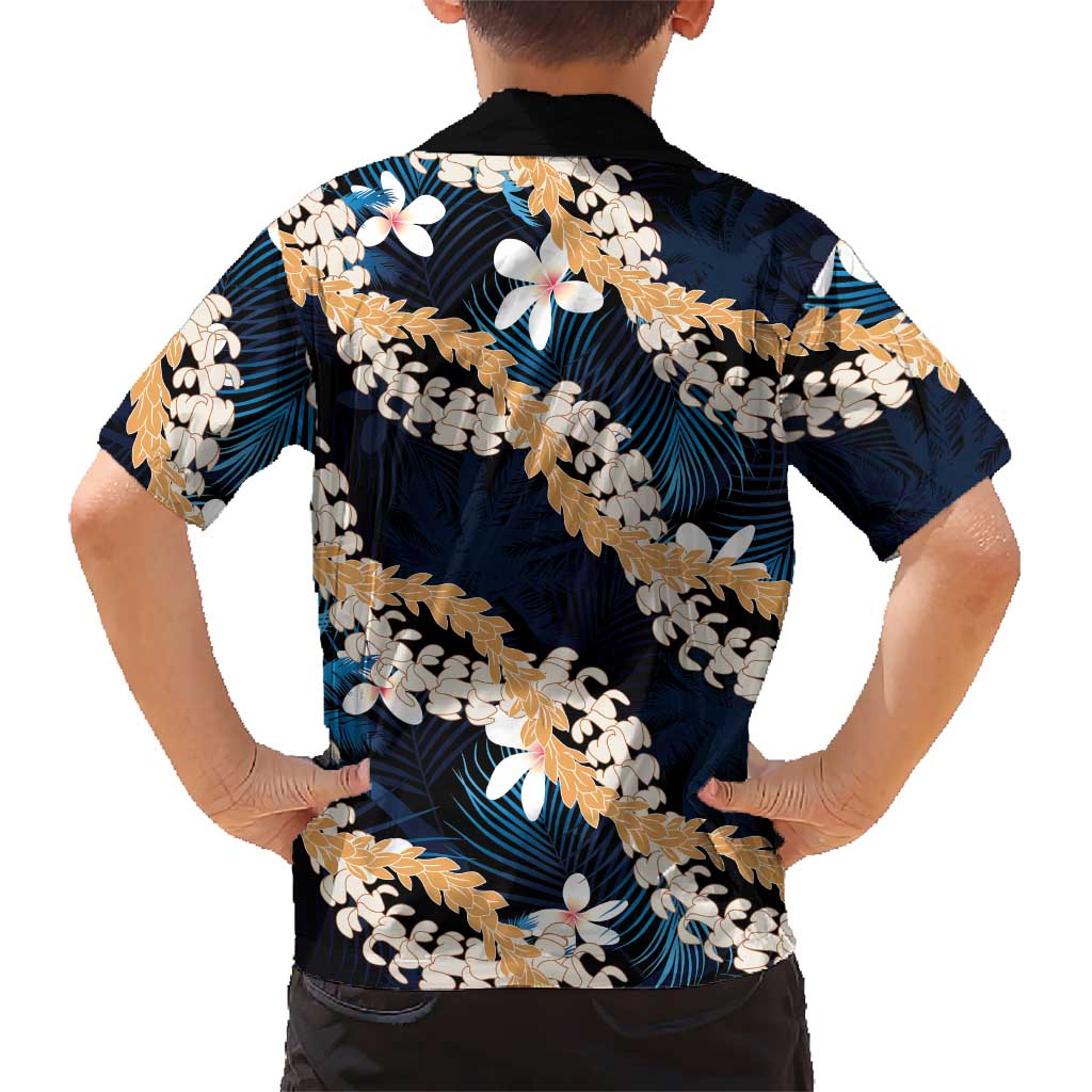Puakenikeni Maile Lei Family Matching Puletasi and Hawaiian Shirt Frangipani Blue Tropical Leaves LT01 - Polynesian Pride