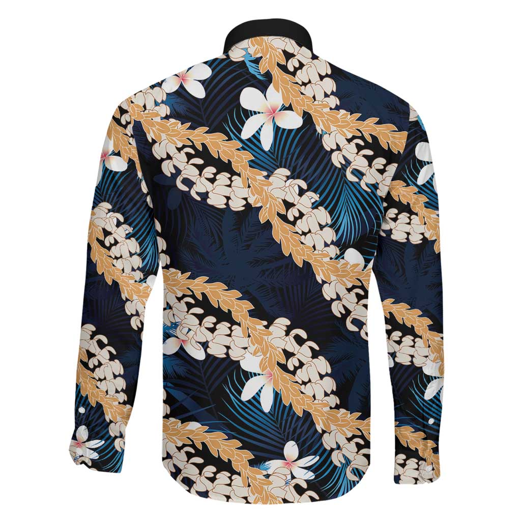 Puakenikeni Maile Lei Family Matching Puletasi and Hawaiian Shirt Frangipani Blue Tropical Leaves LT01 - Polynesian Pride