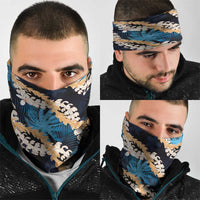 Puakenikeni Maile Lei Neck Gaiter Frangipani Blue Tropical Leaves LT01 - Polynesian Pride